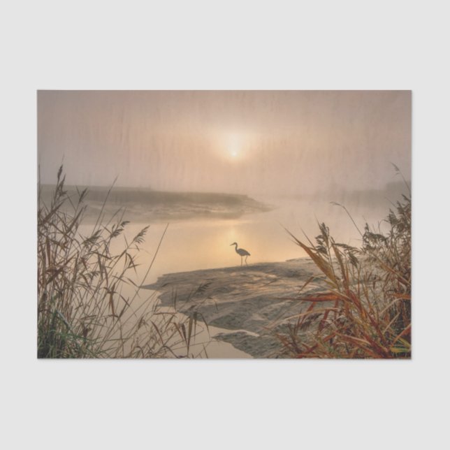 Papier Mousseline Heron Heaven - Paysage sur le lac (Recto)