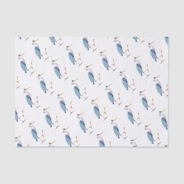 Papier Mousseline Héron royal bleu (Recto)