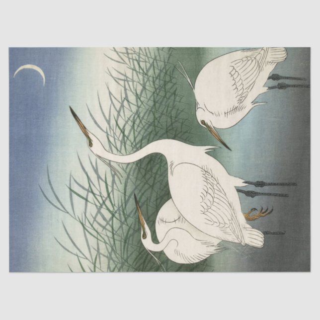 Papier Mousseline Hérons en eau douce par Ohara Koson (Recto)