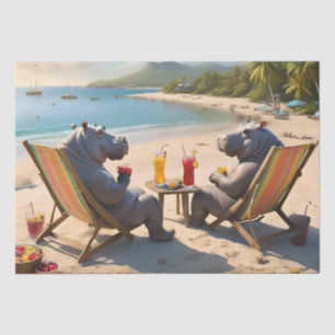Papier Mousseline Heure d'Hippo : Cocktails au bord de la plage et b