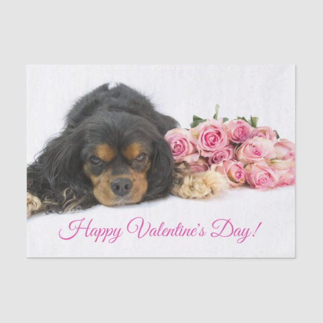 Papier Mousseline Heureuse Sainte-Valentin Cavalier King Charles (Recto)