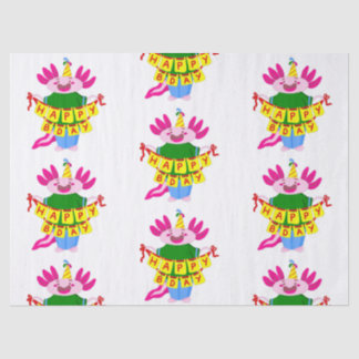 Papier Mousseline heureux anniversaire Axolotl