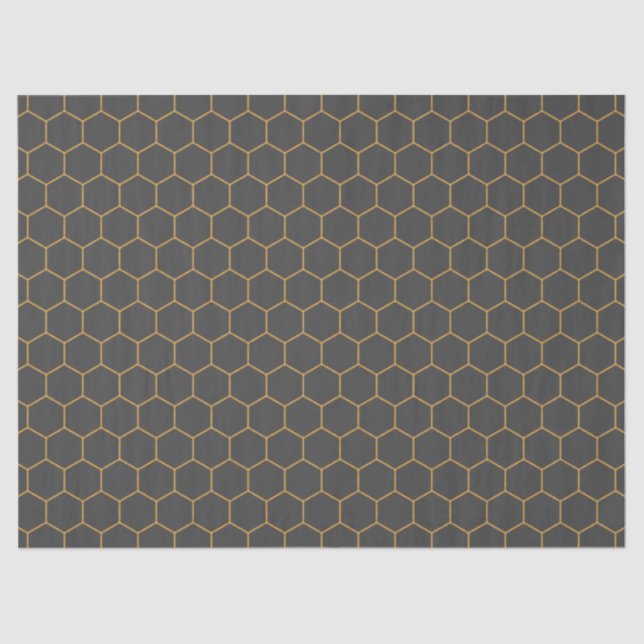 Papier Mousseline Hexagon jaune gris Motif tendance chic (Recto)