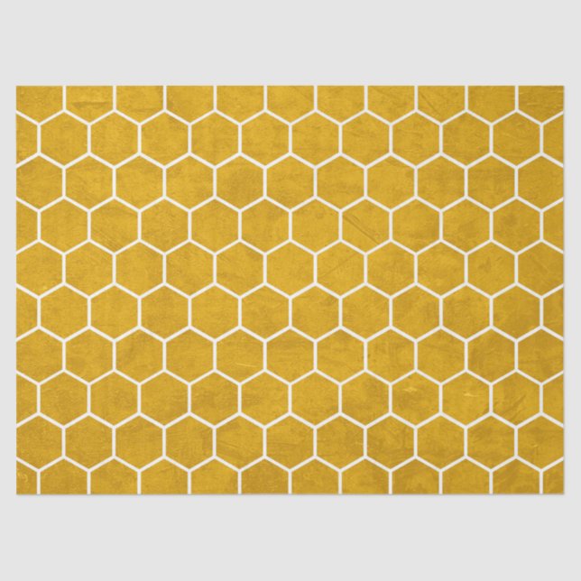 Papier Mousseline Hexagone Motif Hexagon Jaune (Recto)