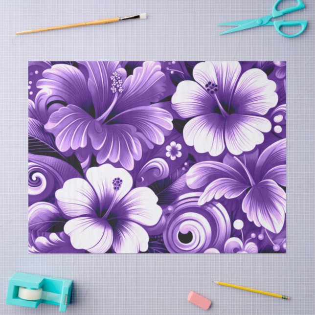 Papier Mousseline Hibiscus à fleurs hawaïennes tropicales dénouement (Artisanat)