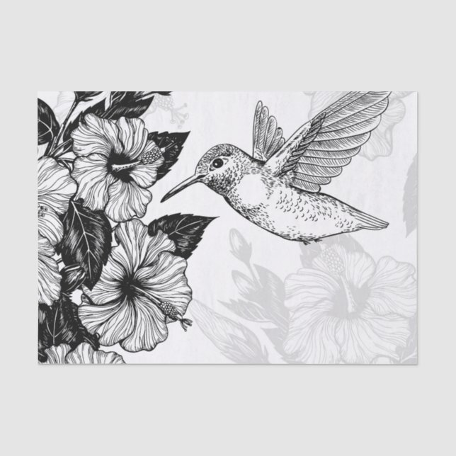 Papier Mousseline Hibiscus et colibri (Recto)