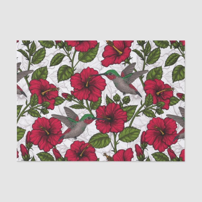 Papier Mousseline Hibiscus et colibris (Recto)