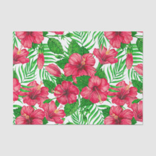 Papier Mousseline Hibiscus et palmiers feuilles
