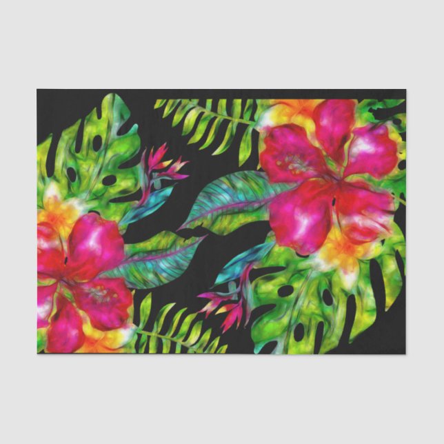 Papier Mousseline Hibiscus floral tropical lumineux Feuille Luau Par (Recto)
