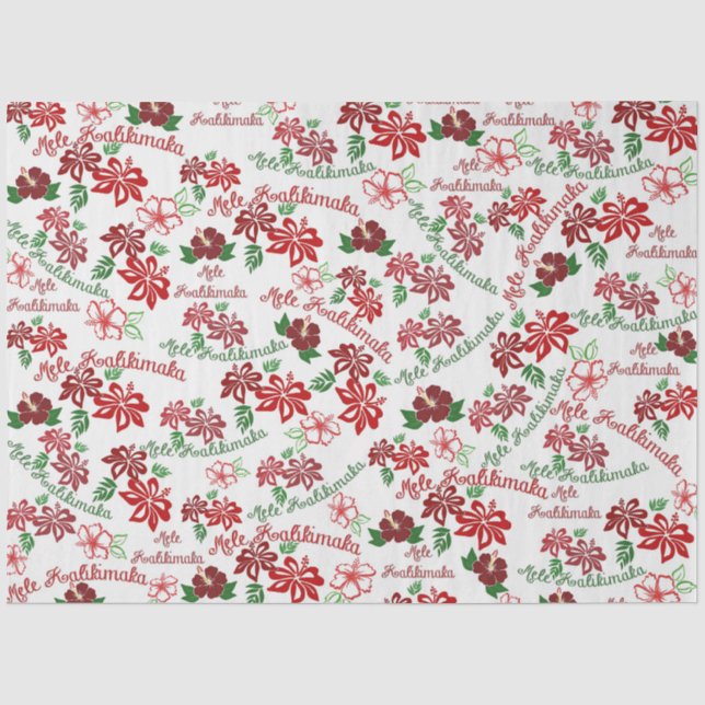 Papier Mousseline Hibiscus hawaïen Mele Kalikimaka Papier Tissu (Recto)