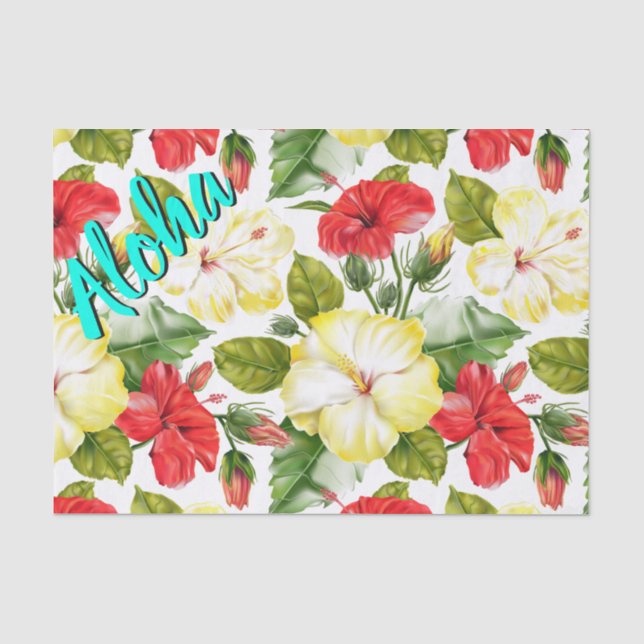 Papier Mousseline Hibiscus Hawaiian Tropical Floral (Recto)