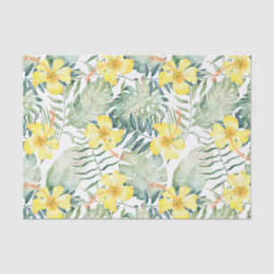 Papier Mousseline Hibiscus jaune tropical Fête des mariées florale