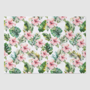 Papier Mousseline Hibiscus rose tropical