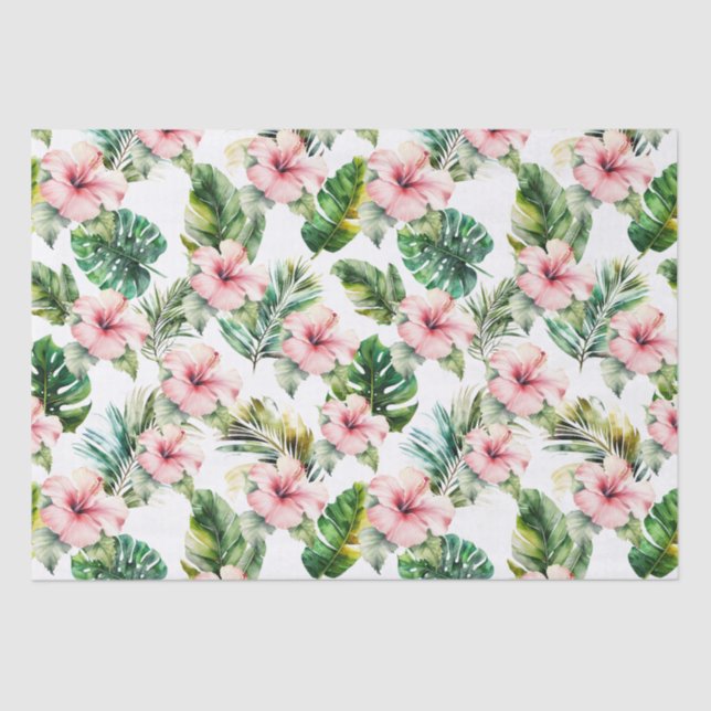 Papier Mousseline Hibiscus rose tropical (Recto)