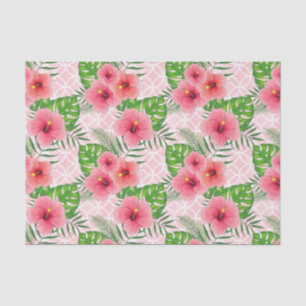 Papier Mousseline Hibiscus tropical rose