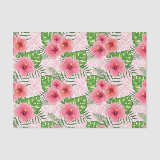 Papier Mousseline Hibiscus tropical rose (Recto)