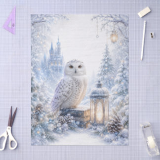 Papier Mousseline Hibou Blanc Magie d'Hiver
