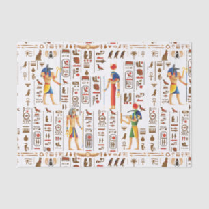 Papier Mousseline Hiéroglyphes et divinités de l'Égypte d'or sur le