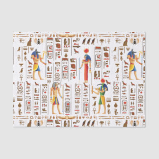 Papier Mousseline Hiéroglyphes et divinités de l'Égypte d'or sur le 