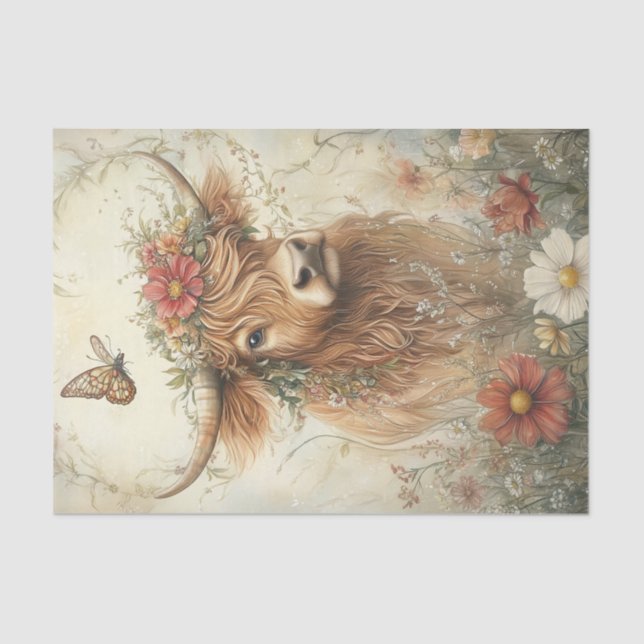 Papier Mousseline Highland Cow (Recto)