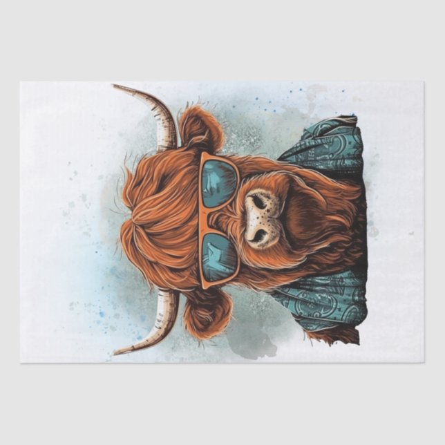 Papier Mousseline Highland Cow Bro Funny Highland Bull (Recto)