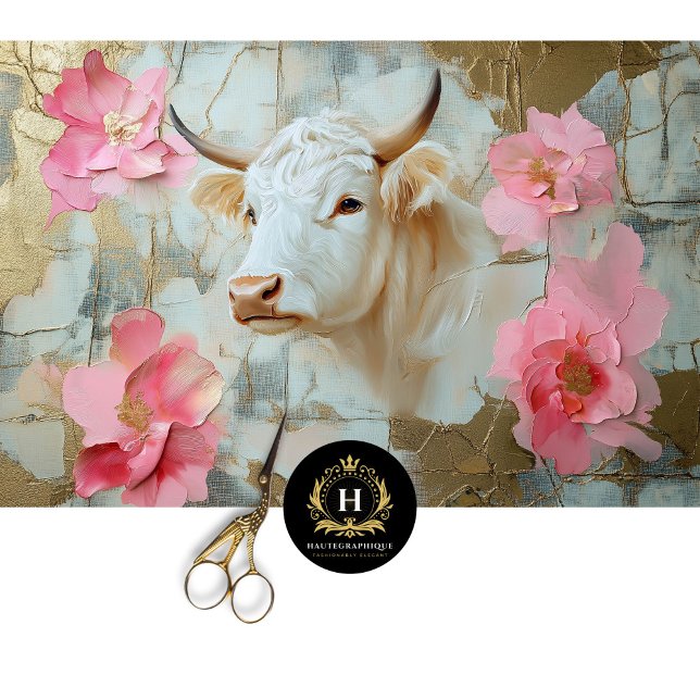 Papier Mousseline Highland Cow Rustic Boho Farmhouse Decoupage (Créateur téléchargé)