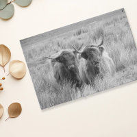Highland Cow Scotland Russe noir blanc Tissu