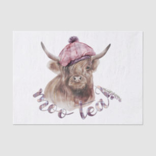Papier Mousseline Highland Cow Tartan Casquette Heather Watercolor