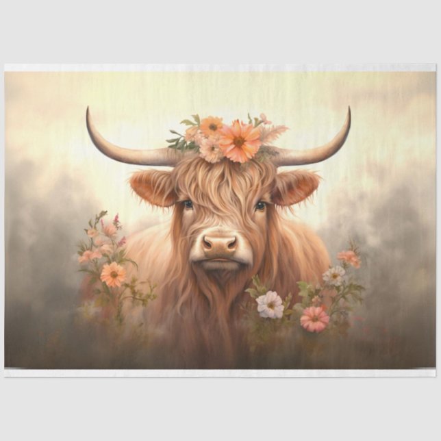 Papier Mousseline Highland dans le pré avec découpage de fleurs (Recto)