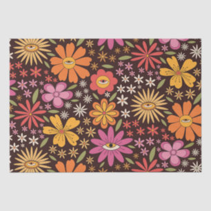 Papier Mousseline Hippie Psychédélique les années 70 Fleurs Super Mo