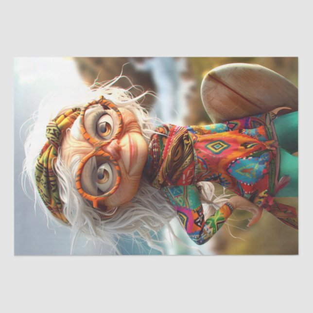 Papier Mousseline Hippie Surfin Grama Découpage (Recto)