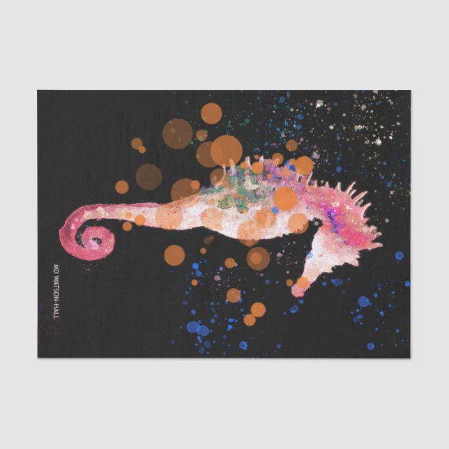 Papier Mousseline Hippocampe - rose (Recto)