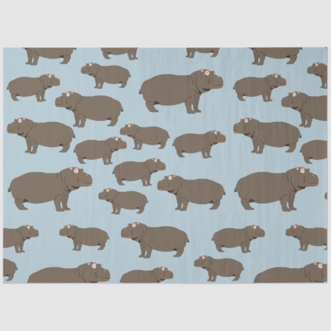 Papier Mousseline Hippopotame Hippo Motif (Recto)