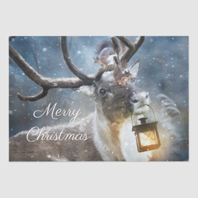 Papier Mousseline hiver neigeux du renne (Recto)