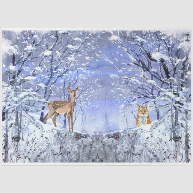 Papier Mousseline Hiver Woodland Insemera Series Design 5 (Recto)