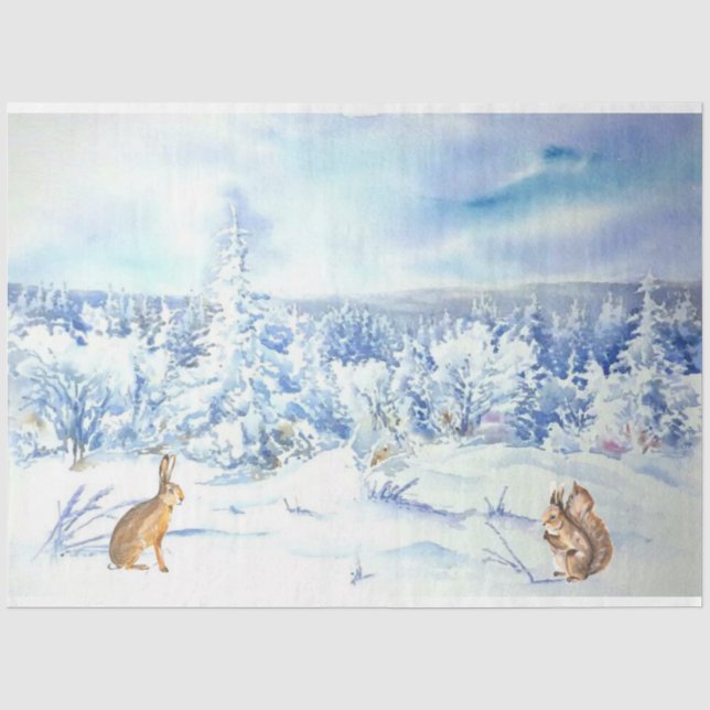 Papier Mousseline Hiver Woodland - Série d'accent Design 2 (Recto)