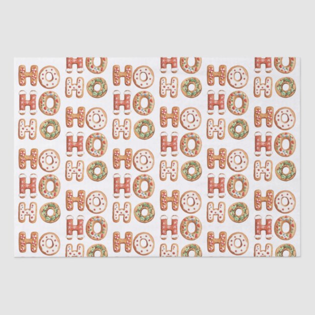 Papier Mousseline Ho Ho Ho Gingerbread Cookie Christmas (Recto)
