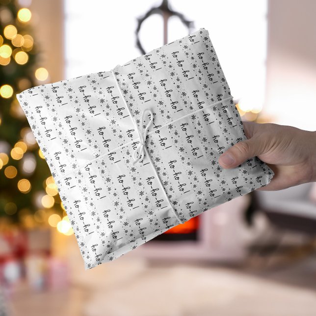 Papier Mousseline Ho - Ho - Ho - Ho ! Noël blanc et noir (Ho - Ho - Ho! White and Black Christmas Tissue Paper)