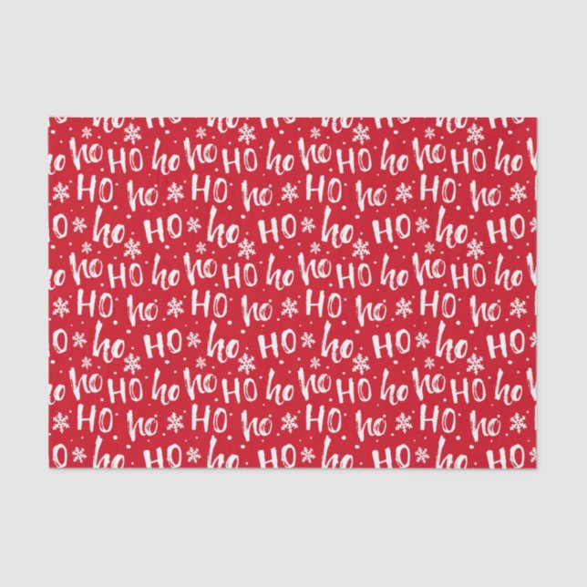 Papier Mousseline Ho Ho Ho motif de flocon de neige (Recto)