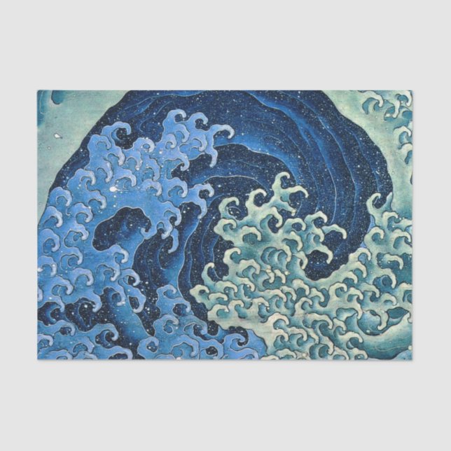Papier Mousseline Hokusai Vague féminine Océan Vintage (Recto)