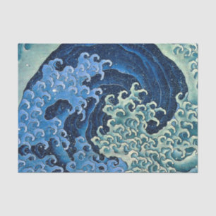 Papier Mousseline Hokusai Vague Féminine Vintage Océan