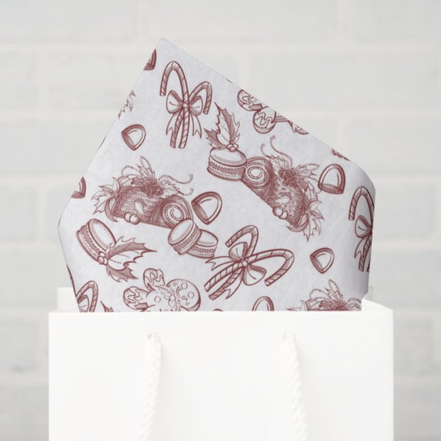 Papier Mousseline Holiday Sweets- Peppermint (Sheer) (Sac cadeau)