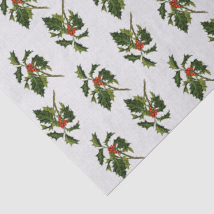 Papier Mousseline Holly avec des baies rouges sur Arrière - plan ivo