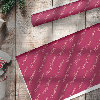 Papier Mousseline Holly Berries Gold on Red Merry Christmas