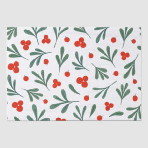 Papier Mousseline Holly Berries Plante hiver Motif sans couture