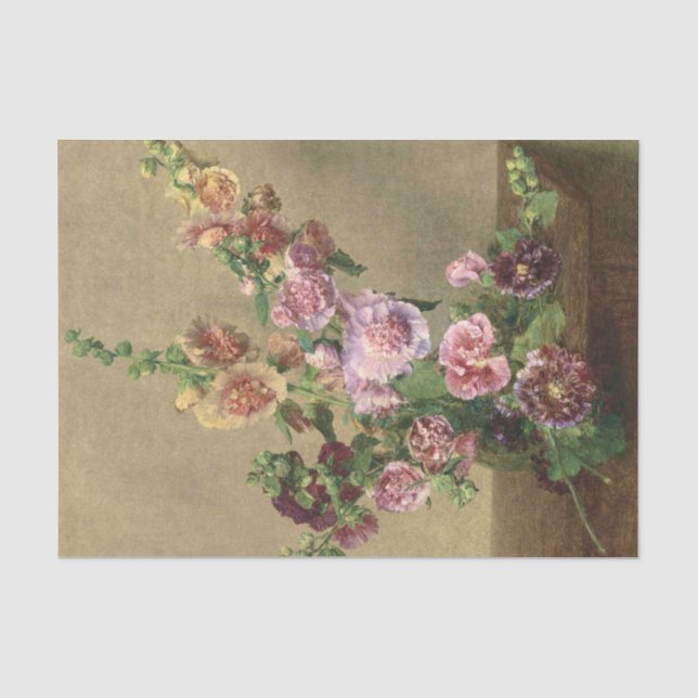 Papier Mousseline Hollyhocks, Découpage (Recto)