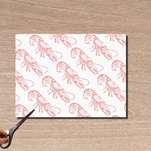 Papier Mousseline homard rouge vintage - aquarelle