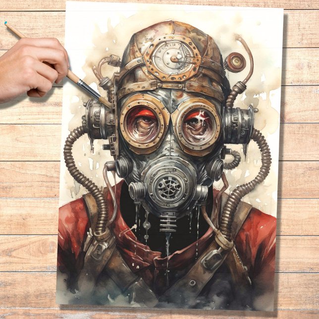 Papier Mousseline Homme Steampunk avec Masque 1 papier découpage (Créateur téléchargé)