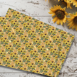 Papier Mousseline Honeypeb Bee Sunflower motif