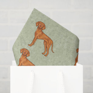 Papier Mousseline Hongrois Vizsla Cute Pointer Chien Motif Vert